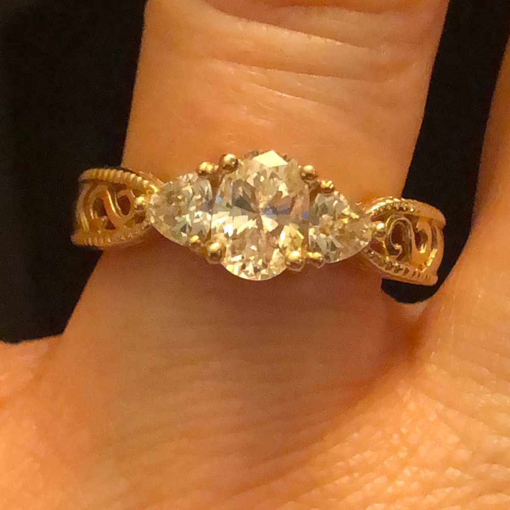 Diamonique 14k gold ring - size 7